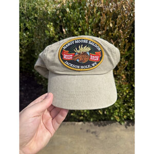 MOOSE BREW MANGY MOOSE SALOON TRUCKER HAT JACKSON HOLE WYOMING BADGE VINTAGE
